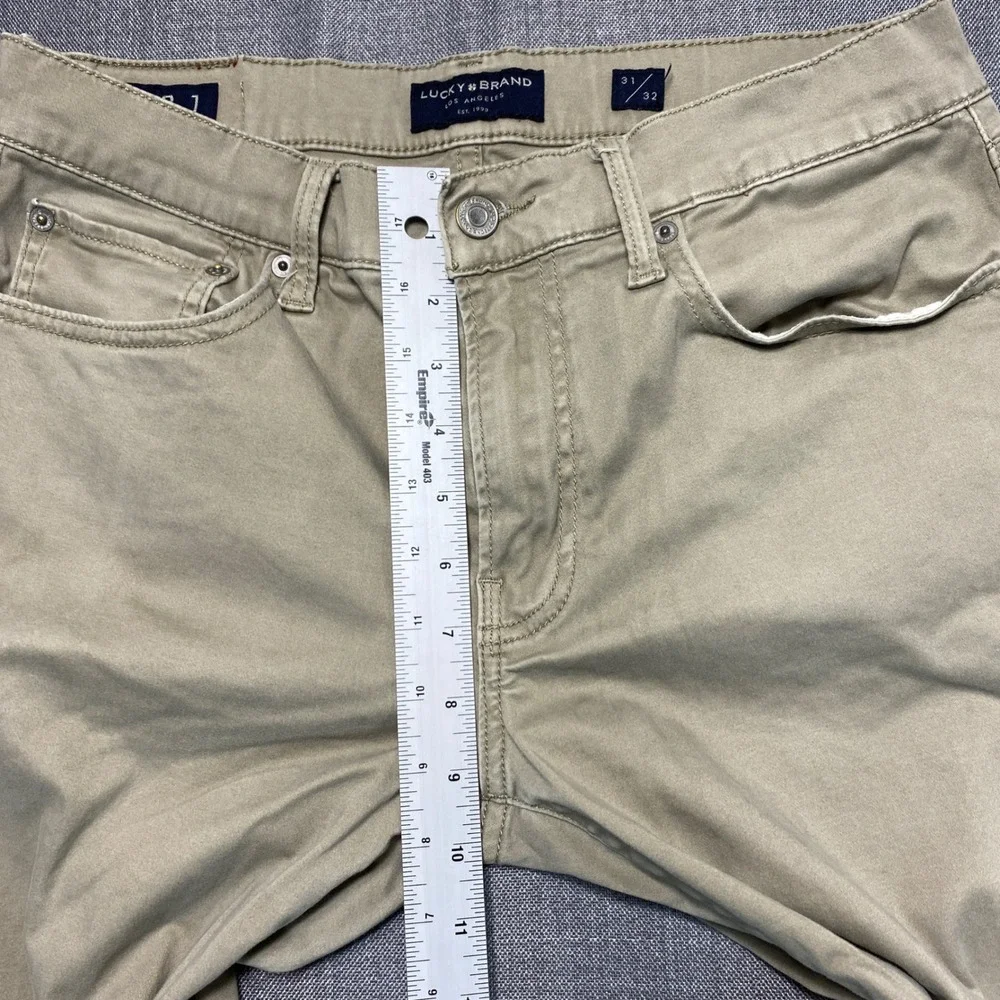 Lucky Brand 121 Slim Straight Khaki Chino Pants Mens 31x32 Tan Five Pocket
